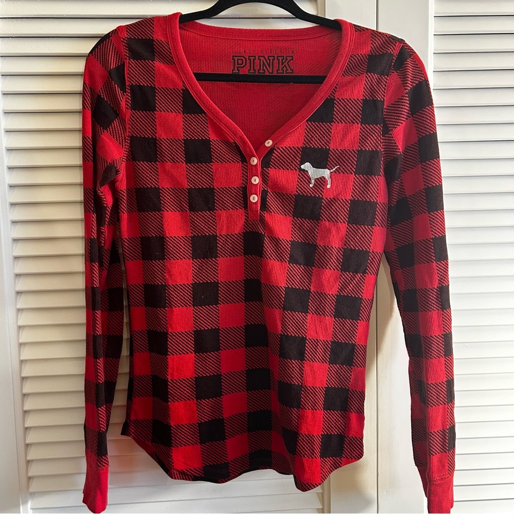 VS Pink Plaid Red/Black Top